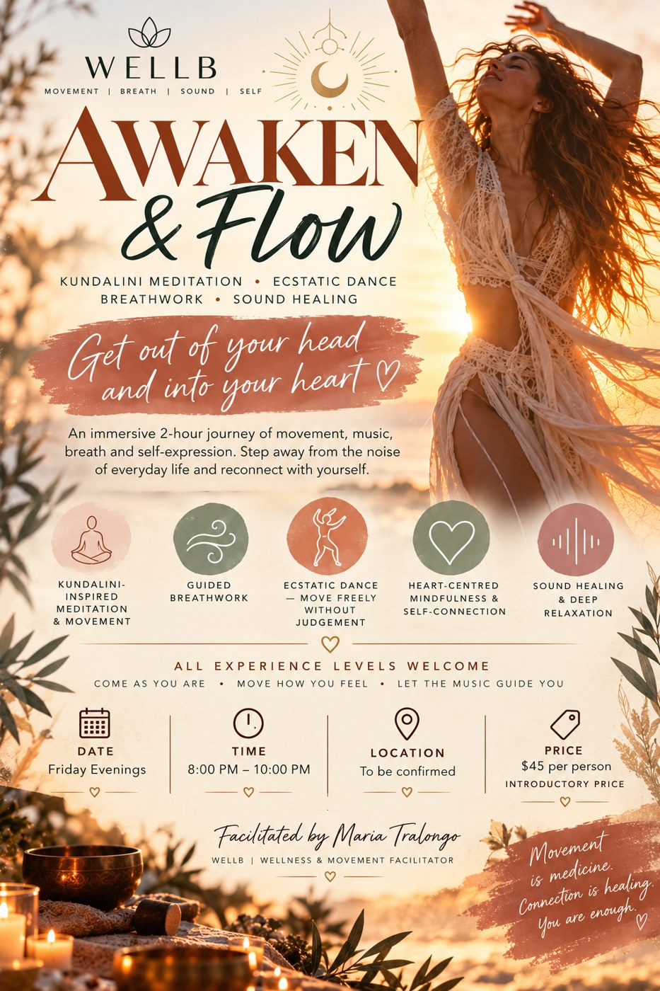 Awaken & Flow — supplied flyer, dates and fees require confirmation